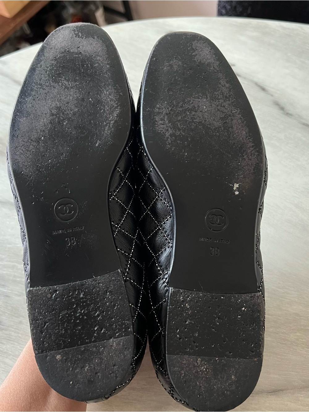 Chanel Black Zigzag & Contrast Diamond Moccasin Loafers - Picture 10 of 11